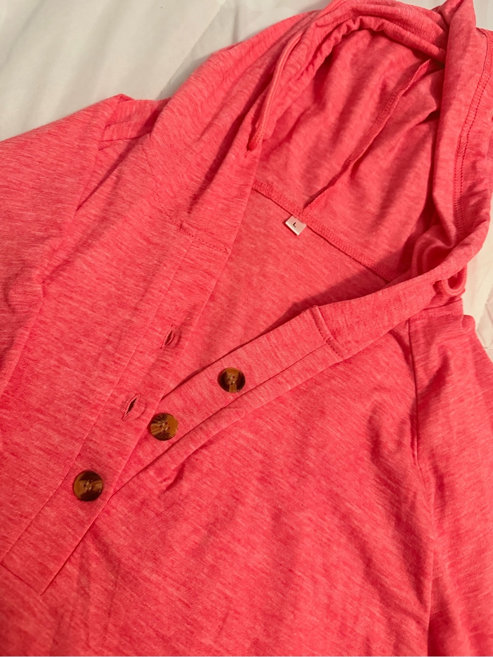 Women’s Coral Pink Short Sleeve Hoodie Pullover